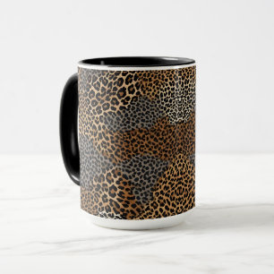 Caneca Coleção Elegante Branca de Leopardo Moderno de Lux