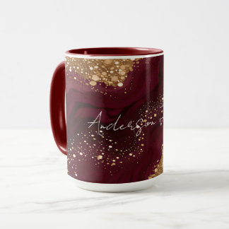 Caneca Coleção Luxuosa Burgundy Dourada Tendência