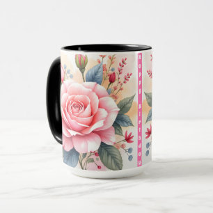 Caneca Coleção Luxuosa de Rosas Cor-de-Rosa na Moda e Bon