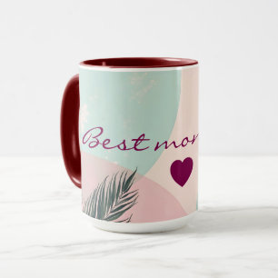 Caneca Coleção Moderna Abstrata Rosa Beijo Menta