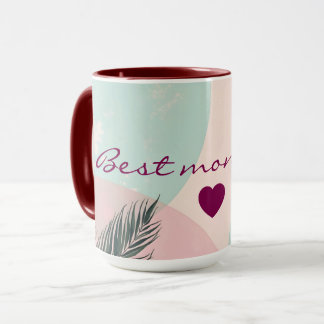 Caneca Coleção Moderna Abstrata Rosa Beijo Menta