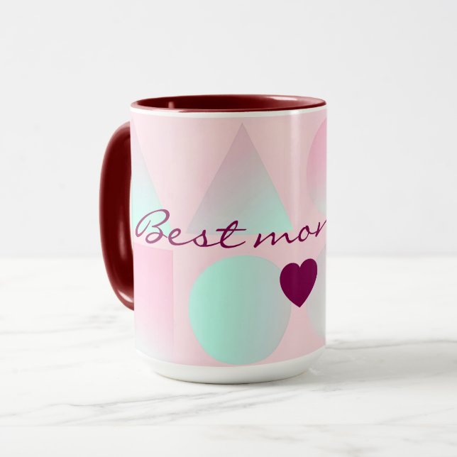 Caneca Coleção Moderna Abstrata Rosa Beijo Menta (Frente Esquerda)