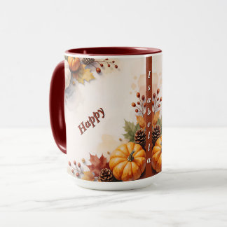 Caneca Coleção Moderna de Ação de Graças Outonal Dourada