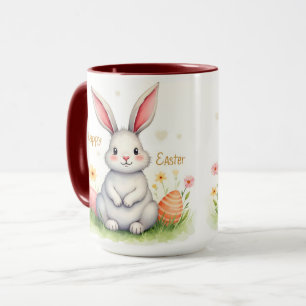 Caneca Coleção Moderna de Coelho e Ovos de Páscoa Fofos