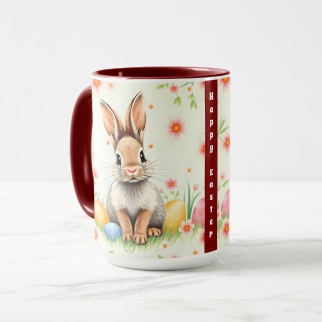 Caneca Coleção Moderna de Feriado de Coelho páscoa (Frente Esquerda)