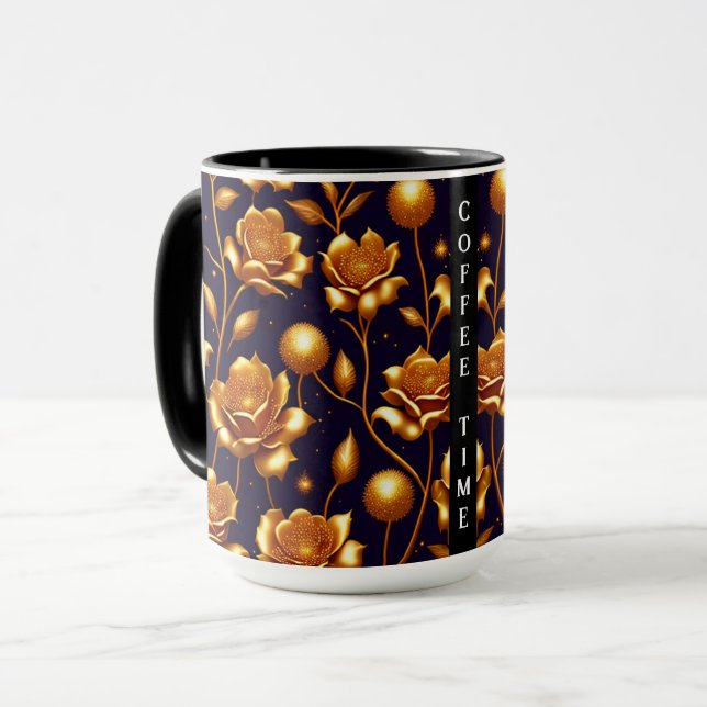 Caneca Coleção Moderna de Rosa de Luxury Boho Dourado (Frente Esquerda)