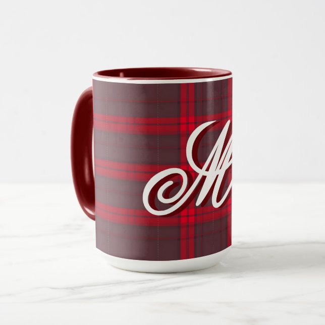 Caneca Coleção Moderna de Tartan Tradicional Vermelho xad (Frente Esquerda)