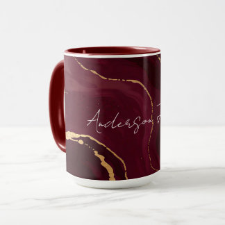 Caneca Coleção Moderna Luxo Dourado Borgonha