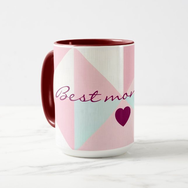 Caneca Coleção Popular Abstrata Rosa Bege Menta (Frente Esquerda)