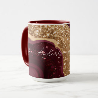 Caneca Coleção Popular de Luxo em Dourado e Borgonha