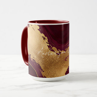 Caneca Coleção Popular de Luxo em Dourado e Borgonha