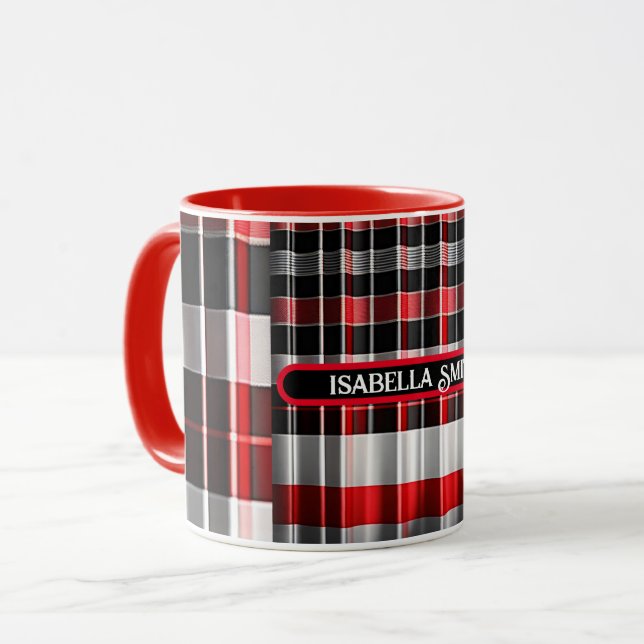 Caneca Coleção Popular de Xadrez Negra Vermelha (Frente Esquerda)