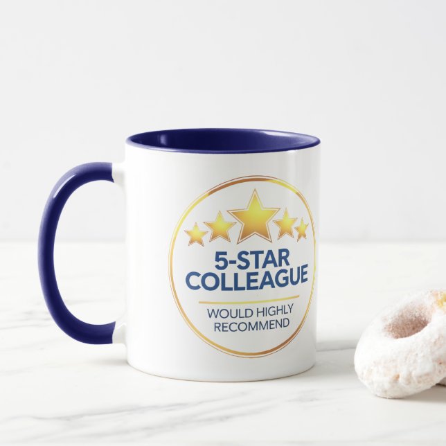 Caneca Colega Cinco Estrelas, Presente de Workmate, Revis (Com Donut)