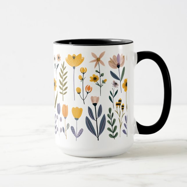 Caneca Coleta С de flores vetoras (Direita)