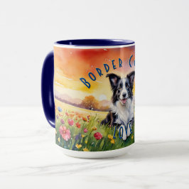 Caneca Collie Mug de Borda Personalizada, Personalize Seu