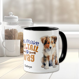 Caneca Collie Puppy Cachorro Que Você Faz Minha Cauda