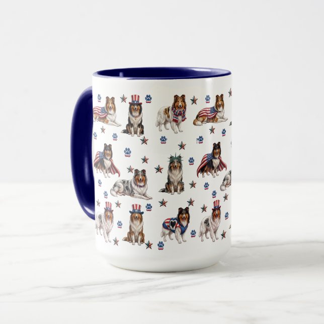 Caneca Collies Rústicos Patrióticos (Frente Esquerda)