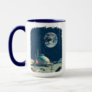 Caneca Colônia Lunar com a Terra Erguendo-se Acima