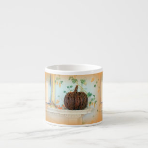 caneca colonial do café da cesta da abóbora