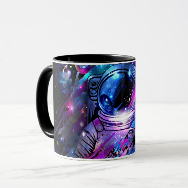 Caneca Color Splash Astronauta Espacial Estrelado (Frente Esquerda)