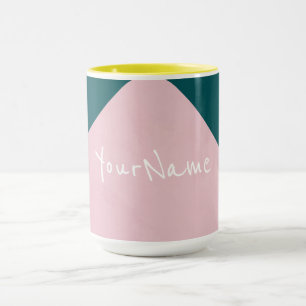 Caneca Colorblock, cor-de-rosa e azul-pavão