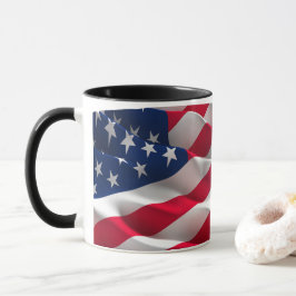 Caneca Colorful energy wave american flag