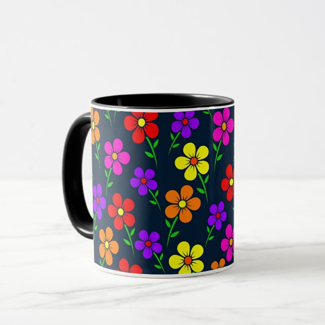 Caneca Colorful Floral Pattern (Frente Esquerda)