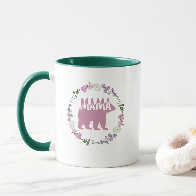 Caneca Colorful Mama Bear Silhouette Art (Com Donut)