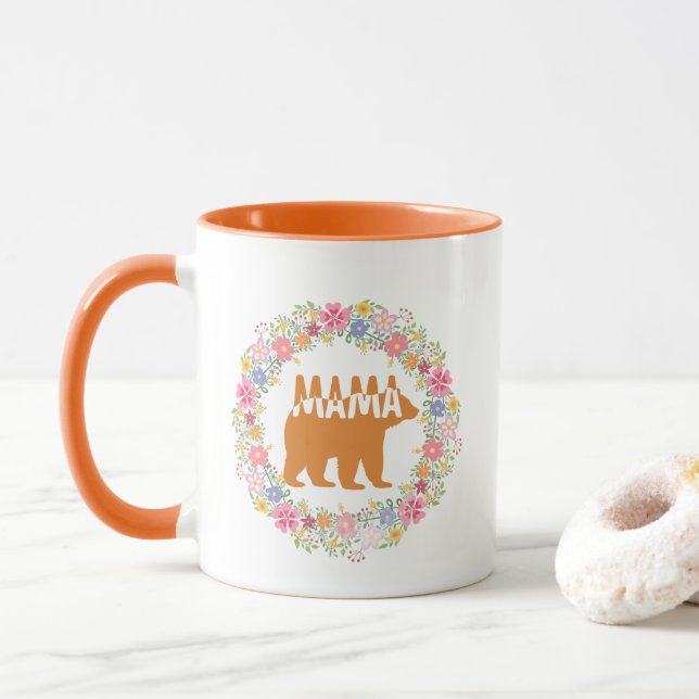 Caneca Colorful Mama Bear Silhouette Art (Com Donut)