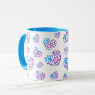 Caneca Colorful Paws in Hearts Mug