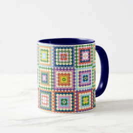 Caneca Colorful Retro Mid-Century Mid-Mod Crochet Blossom