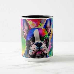 Caneca Colorida Boston Terrier Paint Splashes