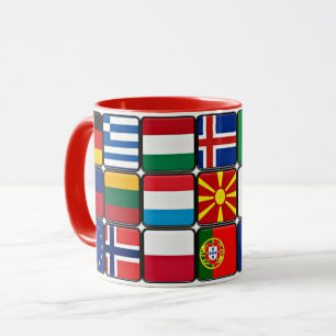 Caneca Colorida coleção de bandeiras do mundo