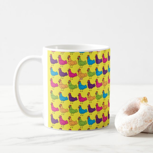 Caneca colorida das galinhas (Com Donut)