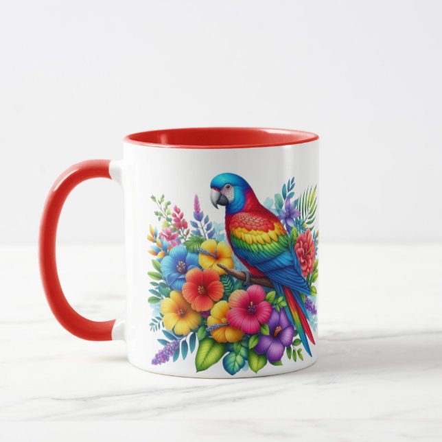 Caneca Colorida Design de Papagaio (Esquerda)