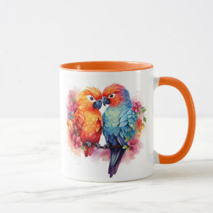Caneca Colorida Design de papagaio.