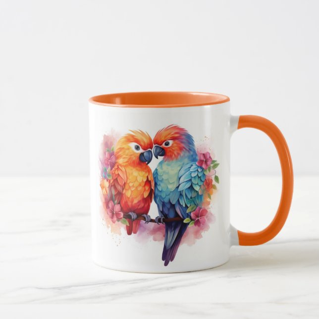 Caneca Colorida Design de papagaio. (Direita)