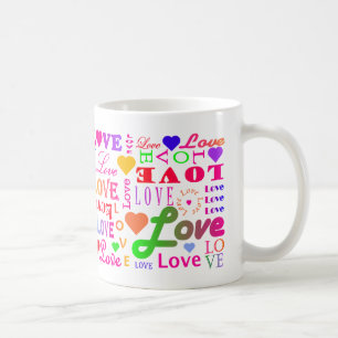 Caneca colorida do amor do amor do amor do amor do