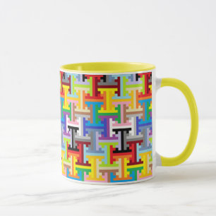 Caneca colorida do teste padrão do pixel
