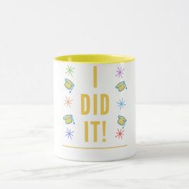 Caneca Colorida "Eu Fiz!" Bonés de formatura