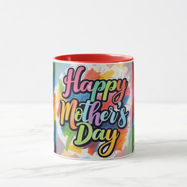 Caneca Colorida Feliz Dia de as mães Brushstrokes (Centro)