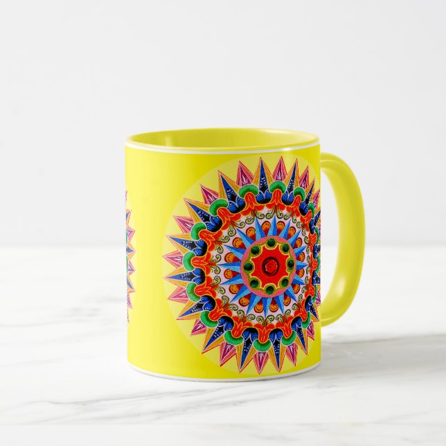 Caneca Colorida Folcllore Design Mug (Frente Esquerda)