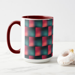 Caneca Colorida Geométrica Bonito Azul-Azul-Laranja-Cor-