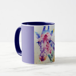 Caneca Colorida Girafa Animal Watercolor Design