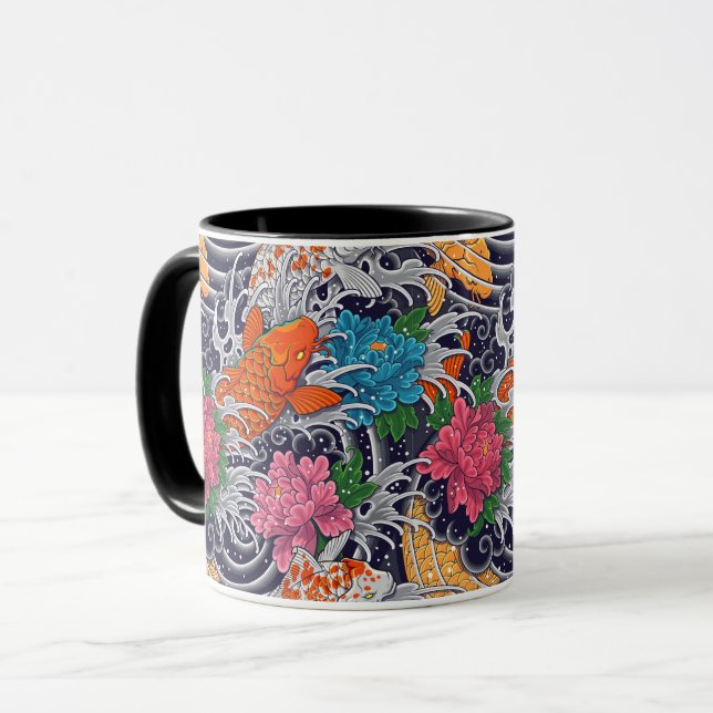 Caneca Colorida Koi Tattoo Mug (Frente Esquerda)