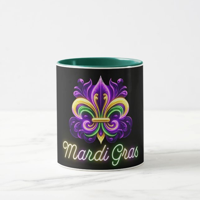 Caneca Colorida Neon Mardi Gras Fleur de lis (Centro)