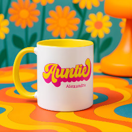 Caneca Colorida Tia Retro com Nome Personalizado