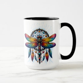 Caneca Colorido Apanhador de Sonhos Libélula Psicodélico