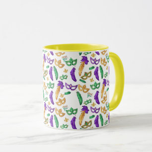 Caneca Colorido com padrão de Mardi Gras