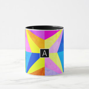 Caneca Colorido Moderno Geométrico Multi-Colorido Monog